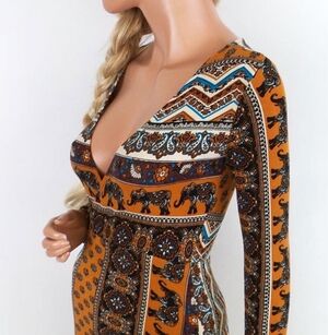 Forever 21 Vibrant Patterned Long Sleeve Dress